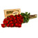 red roses with box of chocolates. Omsk